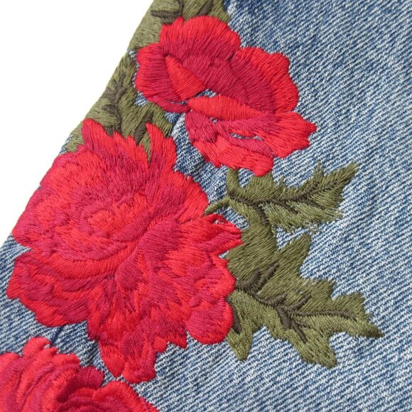 NWT Levi's 501 Taper Custom Blues Rose Embroidered Destroyed Boyfriend Jeans 24 - Picture 5 of 11